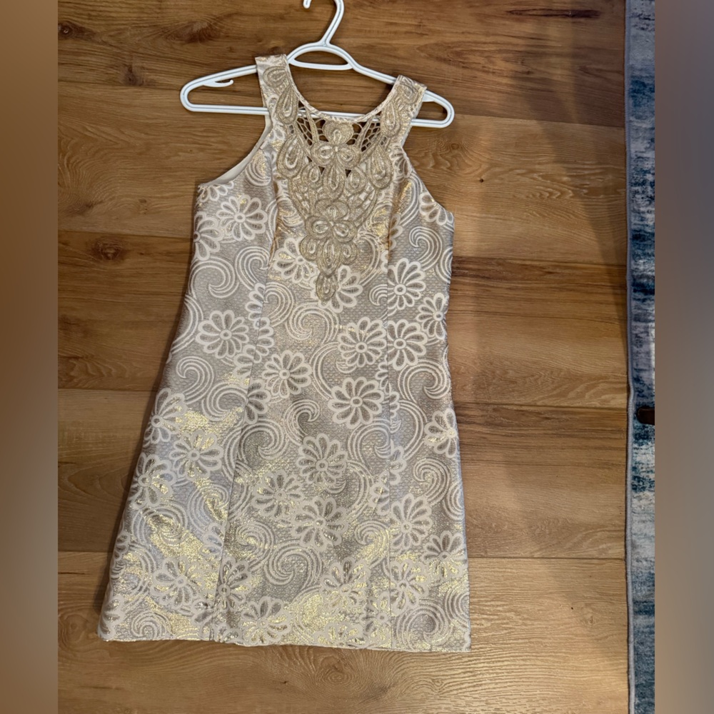 Lilly Pulitzer Cream and Gold Lace Dress